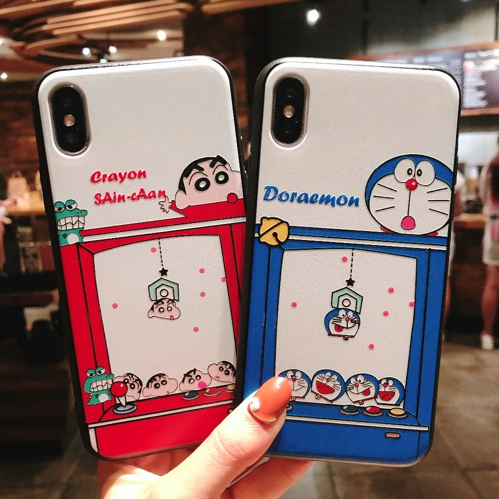 Горячий тренд Doraemon и Crayon Shin-chan граффити чехол для телефона iPhone 7 8 Plus рельеф Sakura Momoko