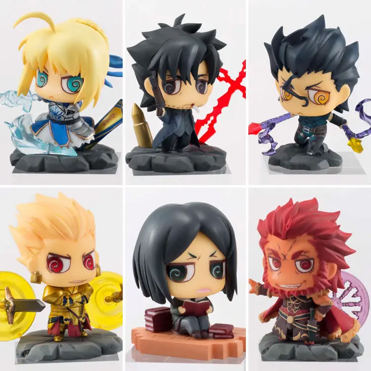 

High quality Box Package Japanese Anime Fate Zero Lancer Mini Cute PVC Figure Toy 6 PCS/Lot New in box