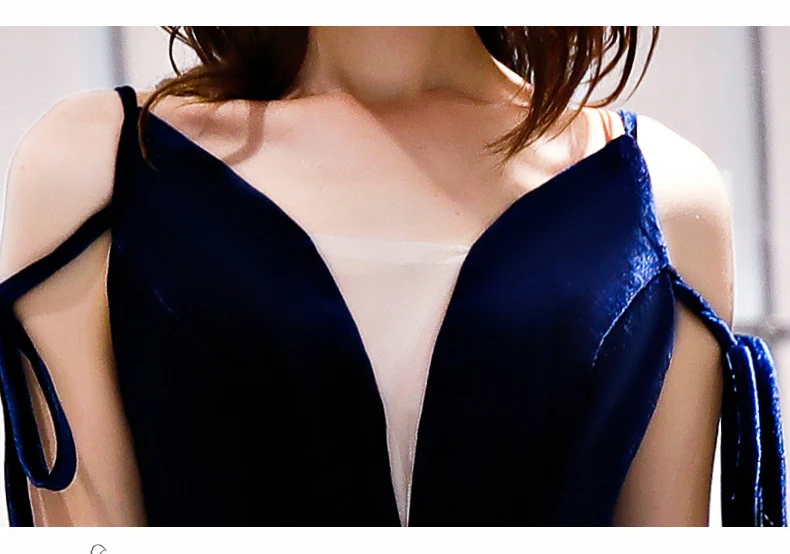 SSYFashion Новое Элегантное темно-синее вечернее платье с v-образным вырезом простые градиентные цвета с открытой спиной Вечерние платья Длинные