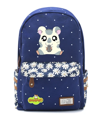 12 Аниме Hamtaro рюкзак в виде хомяка цветы сумка для путешествий для подростков девочек Женская холщовая школьная сумка в горошек горячая распродажа - Цвет: 12