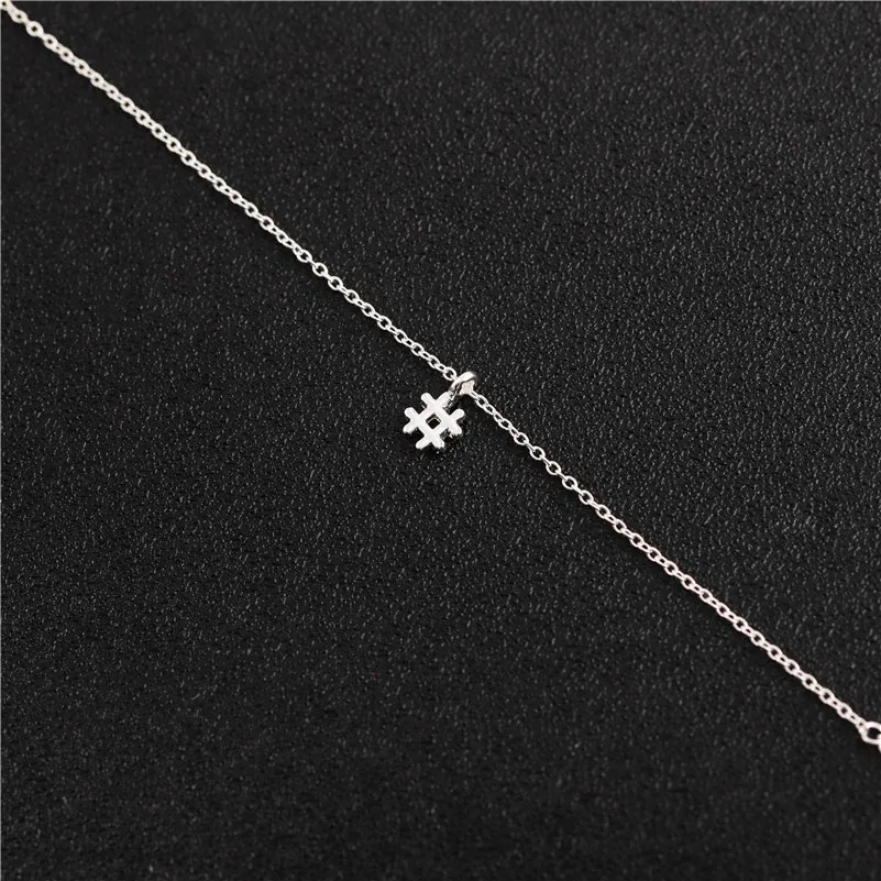 

Tiny Symbol # Hashtag Bracelet Simple Mini Number Character Initial Alphabet Letter Music Note Charm Chain Bracelets for Women