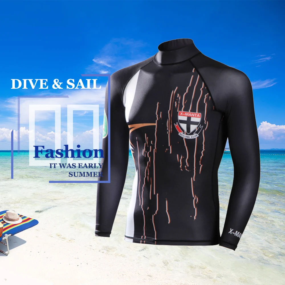 DIVE&SAIL Official store Men Lycra Rash Guard UV Swimming long sleeve