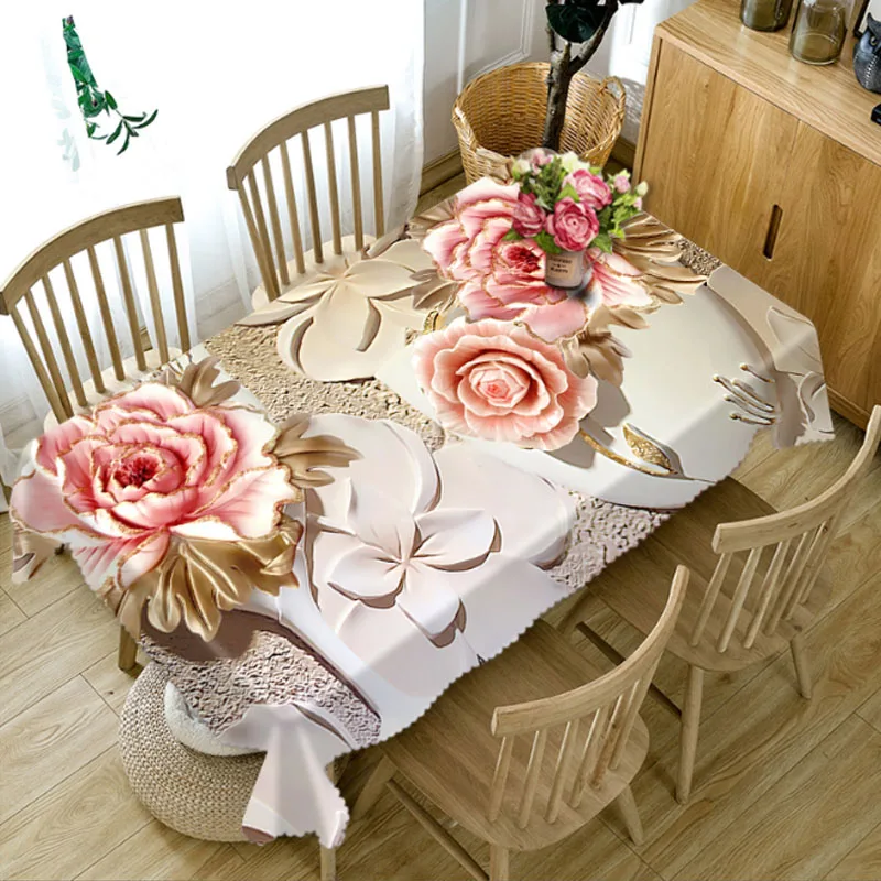Pink peony Романтическая 3D скатерть на заказ для свадьбы, Дня Святого Валентина, рождественские вечерние скатерти - Цвет: Pink peony