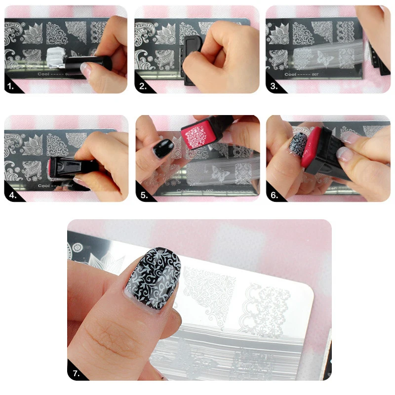 

Fashion Image Design Polish Printing Stamp Template Flower Lace Nail Art Stamping Plates Transparent Plastic Manicure Stencils