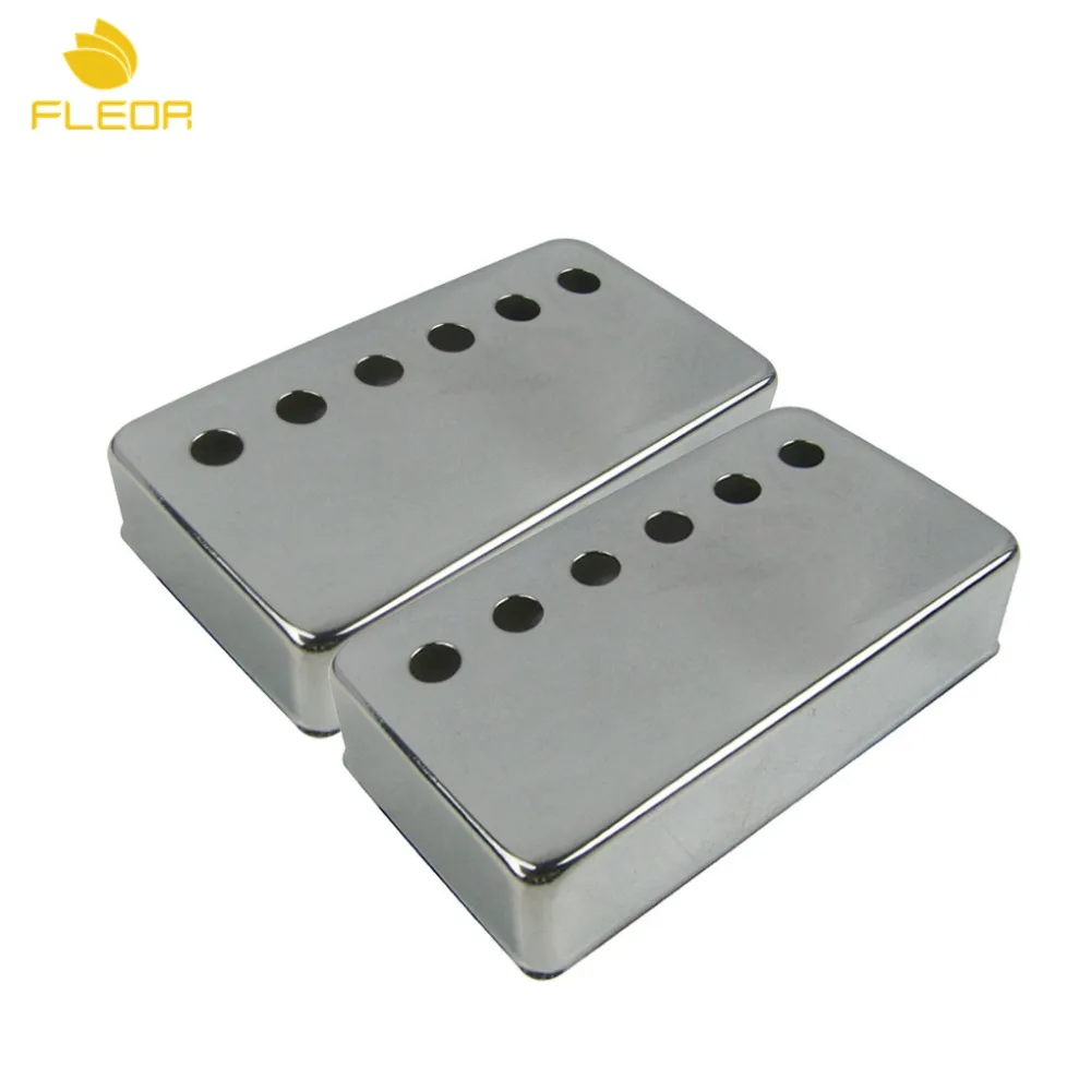 FLEOR 2pcs Chrome Humbucker Guitar Pickup Covers Bridge Covers Pole