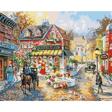 Цифровая печать масляной картины Diy Рисунок черчения картины холст для рисования цифровая живопись ручной настенные украшения пейзаж цветок дорога каретки