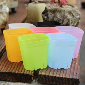 

7pcs zakka colorful Wholesale Plastic Flower Pot Succulent Plant Flowerpots For Home Office Decoration 7 Color Garden Supplies