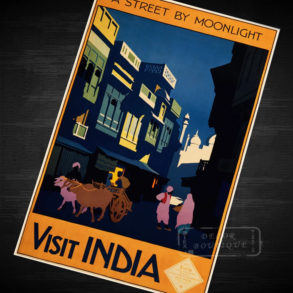 Visit India A Street By Moonlight Landscape Travel Vintage Retro visit-india-a-street-by-moonlight-landscape-travel-vintage-retro