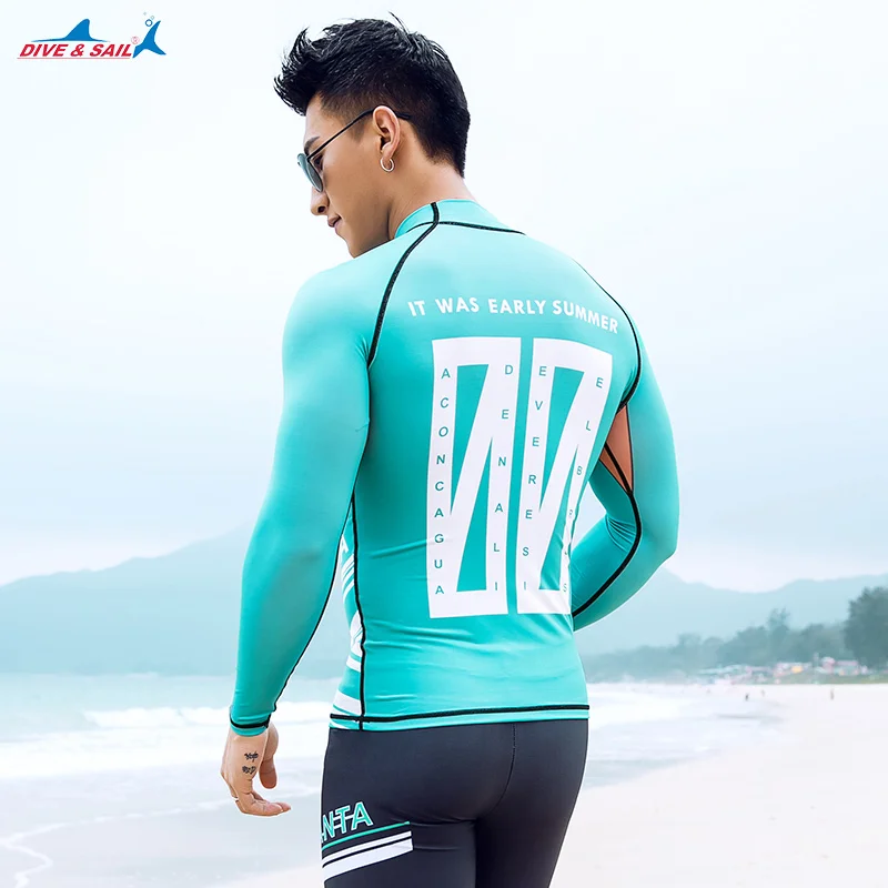 Мужская водоотталкивающая футболка Rashguard UPF 50 + с длинными рукавами