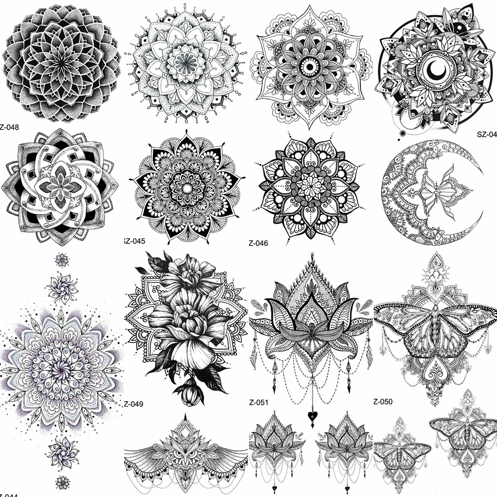 YURAN Для женщин сексуальные Руку Поддельные Черный татуировки хной мандала цветок временные татуировки для девочек Красота Флора