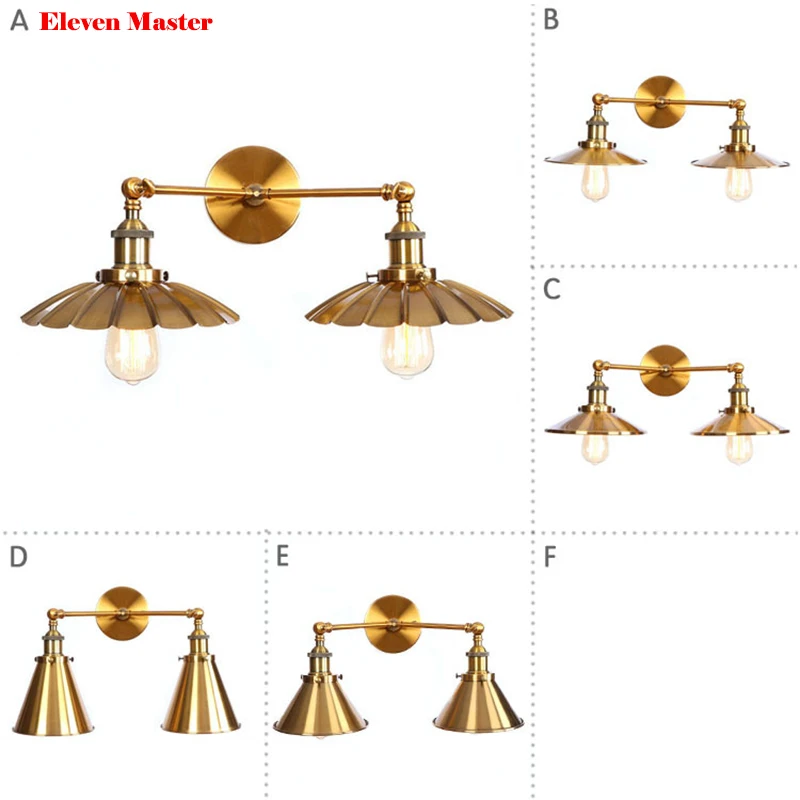 

Bronze Iron American Village Wall Lamp E27 Bulb with lampshade Industrial Bedroom led wall lamp wall light MWL0024
