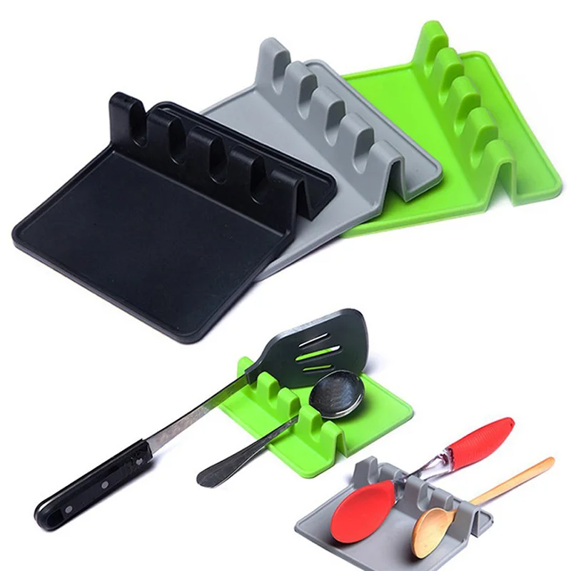 

Spatula Pot Lid Holder Silicone Rack Cover Lid Spoon Spatula Colander Pad Rest Stand Kitchen Storage Organizer Tableware
