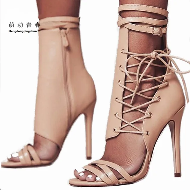 Women Sandals 2018 Fashion Summer Gladiator Sandals Woman Shoes Lace Up Ankle Strap High Heels Party Shoes Sapatos