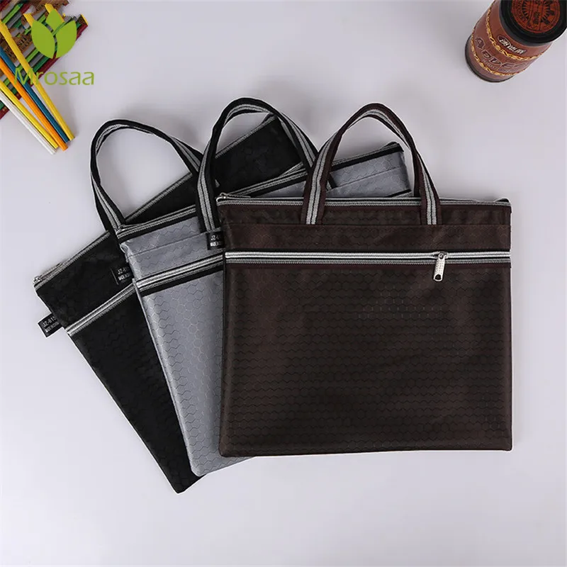 

1PC Oxford Cloth File Folder Large Size Waterproof Double Layer Holder Computer Zipper Protable Document Bag School Supplies