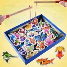 Детский деревянный магнитный Игровой Набор для рыбалки 32 шт. Игрушки для раннего обучения
