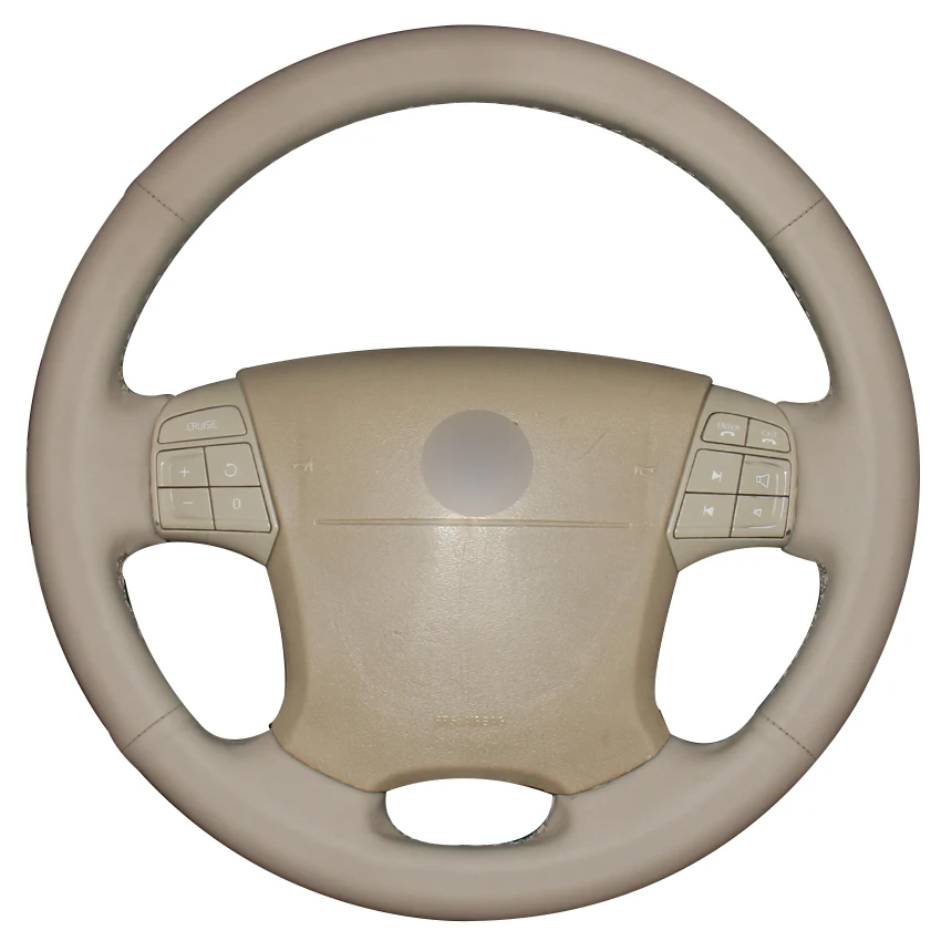 Бежевая кожаная крышка рулевого колеса автомобиля для Volvo S80 2006-2009 XC70 2007-2010 V70 2009