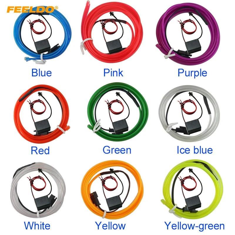 

FEELDO 1PC 3M 9-color Flexible Moulding EL Neon Glow Lighting Rope Strip With Fin For Car Decoration #AM3269