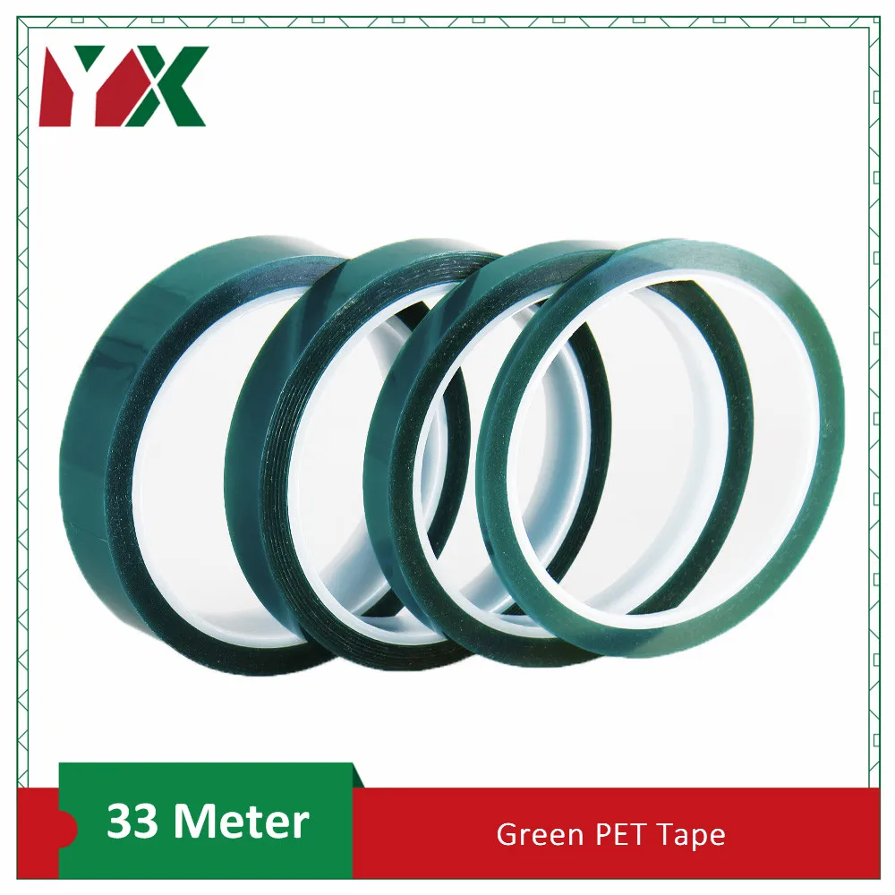 50 мм x 33 м зеленая ПЭТ лента Высокая температура термостойкая клейкая полиэфирная лента гальваническое покрытие печатной платы защитная лента 2 шт