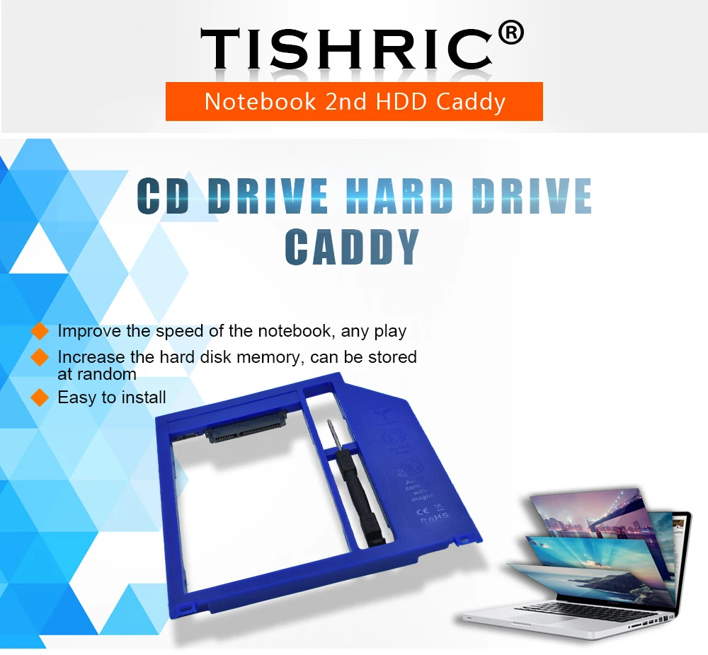 Tishric пластик 2nd Hdd шкатулка для Macbook Pro 1" 15" 1" Superdrive Optibay 9,5 мм Sata 3,0 до 2,5" корпус Ssd