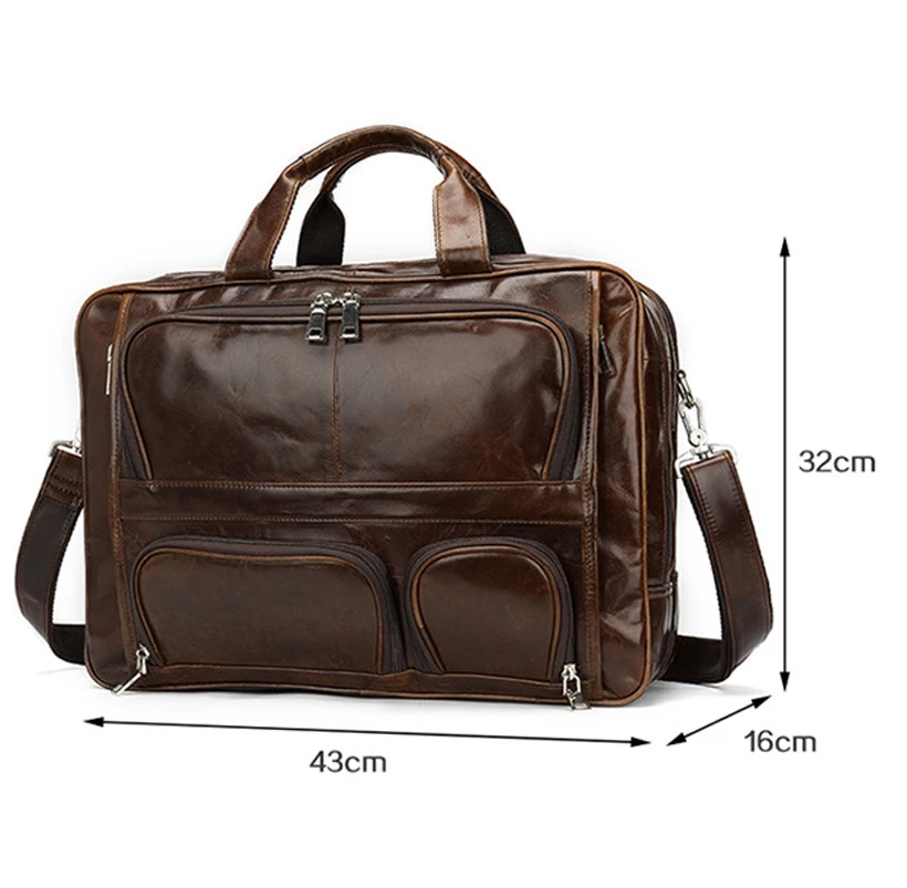 

Vintage Genuine Leather Men Bag Luxury Brand Shoulder Bags Male Messenger Bag New Business Handbag For 15.6' Laptop Briefcase