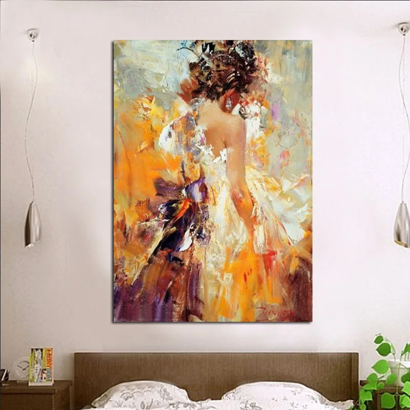 

Handcraft Portrait Modern oil painting on canvas No Stretched Sexy Woman 24x36inch Home Decoration For Living Room