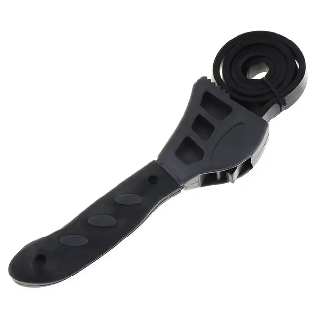 2 In 1 500mm Multifunctional Belt Wrench with Adjustable Rubber Strap and Black Frosted Handle
