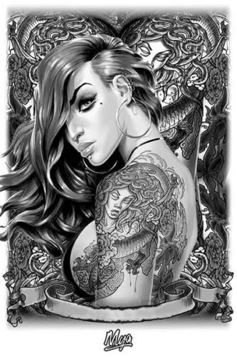 

TATTOOED GIRL PINUP MYA SILK POSTER Decorative painting 24X36INCH
