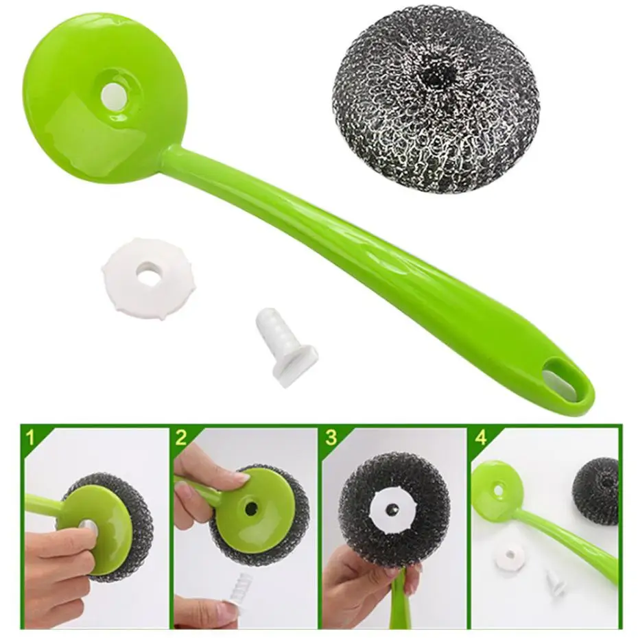 Pan Pot Brush Plastic Long Handle Utensil Dish Bowl Washing Cleaning