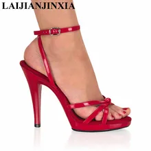 LAIJIANJINXIA/Женская обувь туфли на высоком каблуке 13 см красные танцевальные туфли для ночного клуба сексуальная обувь для танцев босоножки на тонком каблуке N-021