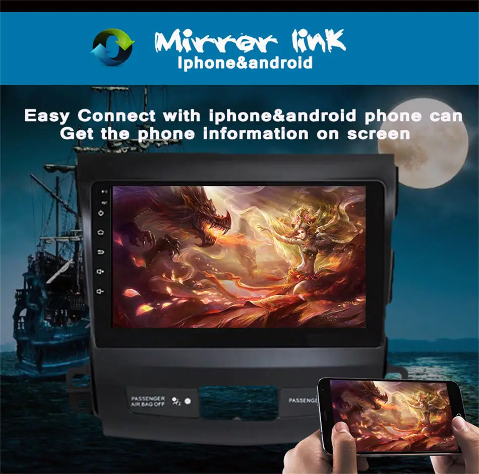 Top 9" Android 9.0 Car dvd GPS Player Navi for Mitsubishi Outlander 2005-2013 with 4G+64G Octa Core Auto Radio Multimedia Head unit 4