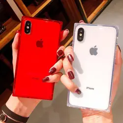 Модные квадратные чехлов из термопластичного полиуретана (TPU чехол для iPhone X XS Max XR 7 8 Plus, 6, 6S Coque Прозрачный Силиконовый противоударный