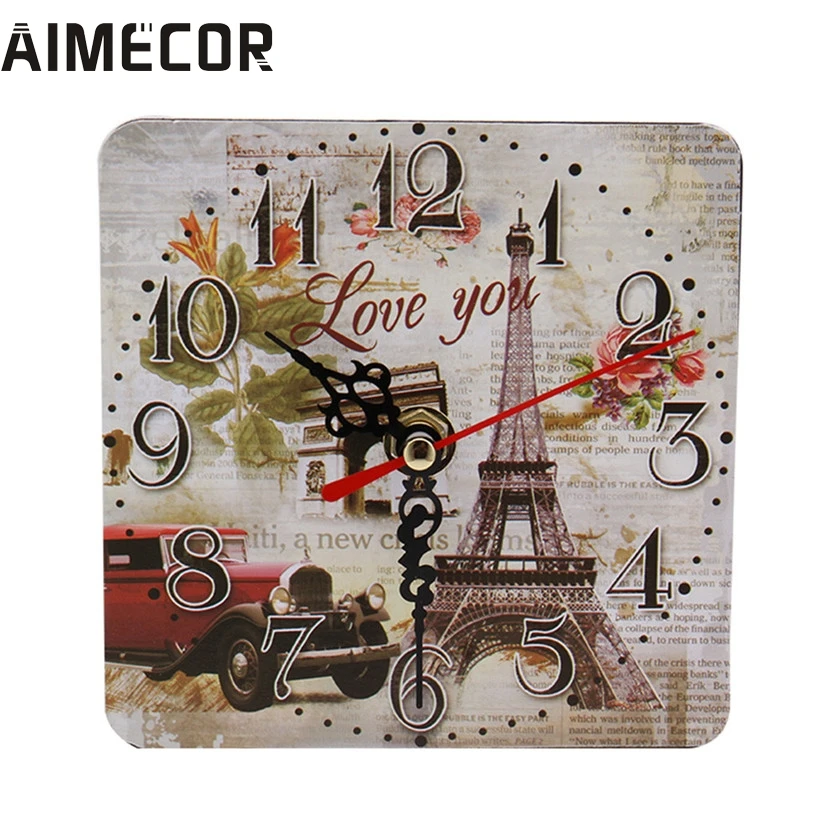 

Vintage Style Non-Ticking Silent Antique Wood Wall Clock for Home Kitchen Office