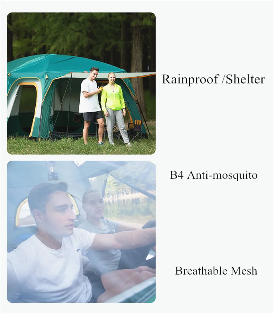 Открытый Спорт Кемпинг палатки ветрозащитный непромокаемый Супер 8-12 человек большой тент для вечерние Пешие прогулки самовождение ТУР ПРИКЛЮЧЕНИЯ