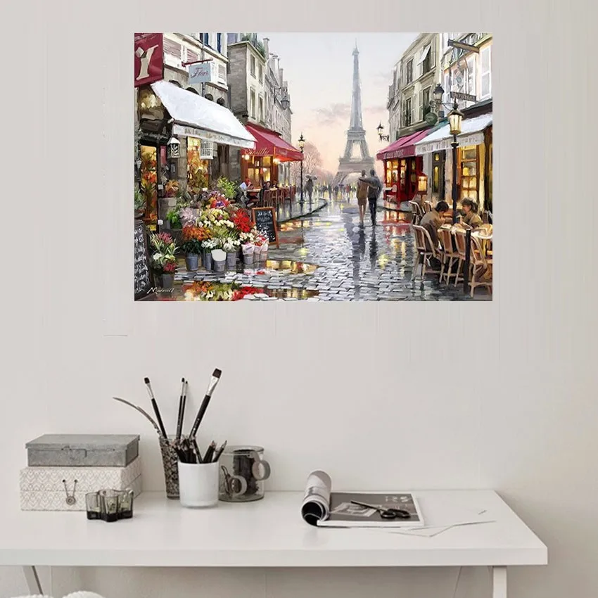 Europe City Street Painting By Numbers DIY Handpainted Christmas Gift Abstract Coloring By numbers On Canvas Wall Decor No Frame