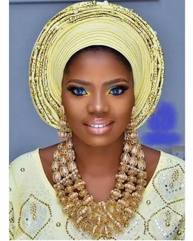 

Fashion Dubai Gold African Wedding Beads Jewelry Gold Copper Statement Bridal Necklace Bracelet Earrings Jewelry Set GA518