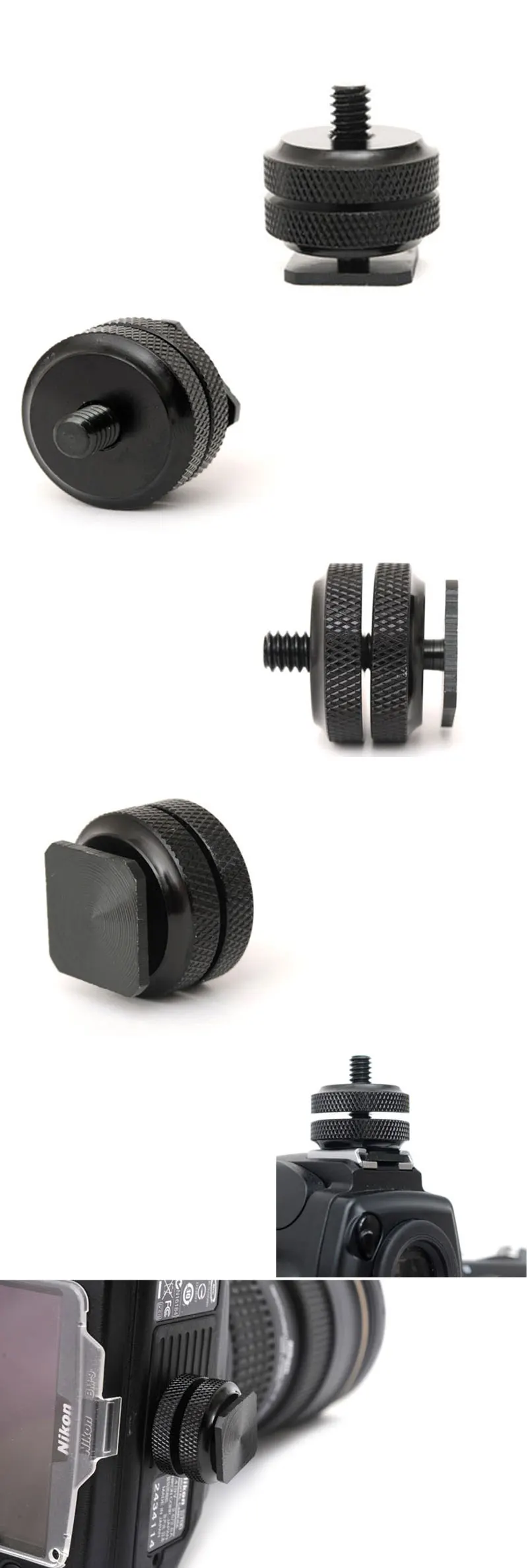 1 4 Tripod Mount Screw with Double Layer to Flash Hot Shoe Adapter Holder Mount Photo Studio Accessories (5)