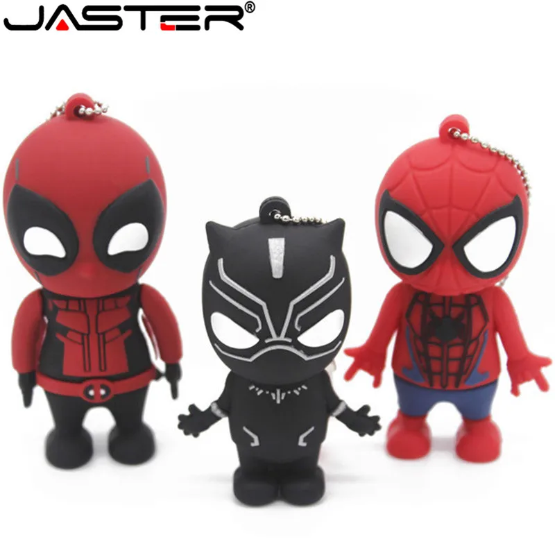 

JASTER Marvel Comics Black Panther Spiderman Deadpool USB 2.0 Pen Drive minions Memory stick pendrive 4GB 8GB 16GB 32GB64GB gift