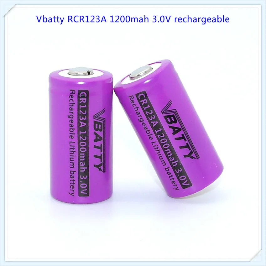 Vbatty RCR 1200mah 3v CR123A 1200mAh аккумуляторная батарея 3,0 v CR123a литиевые батареи с верхней кнопкой(1 шт/