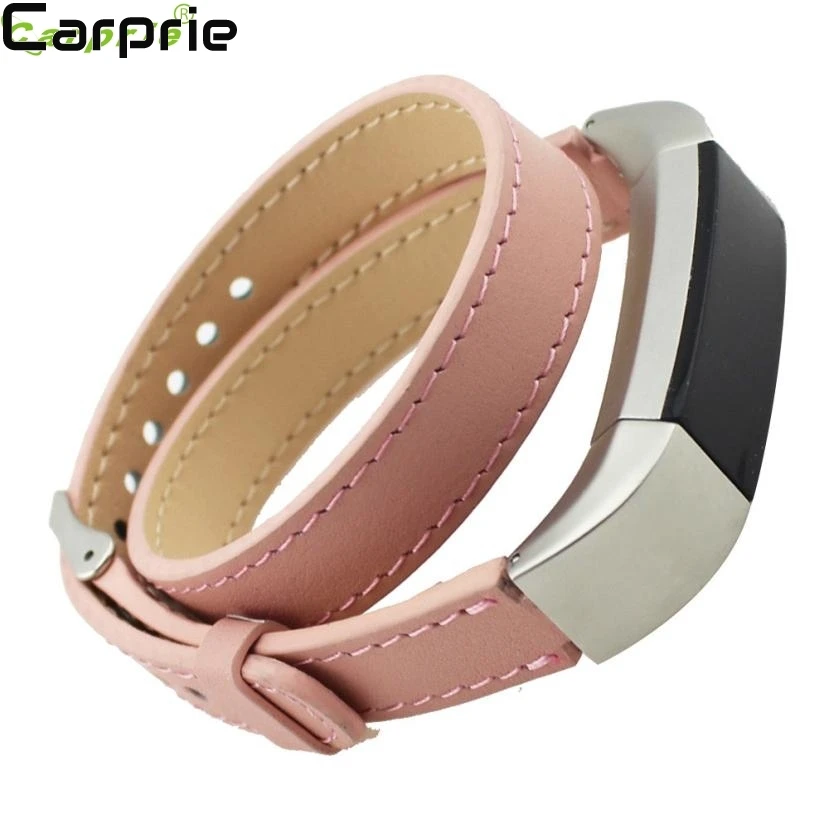 

Best price! Double Tour Leather Watch Band Strap Bracelet For Fitbit Alta HR Stainless steel TOP quality drop shipping 2apr3