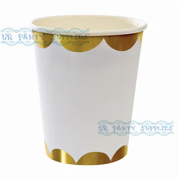 

Free Shipping 80pcs Gold Foil Paper Cups Gold Scallop Party Cup Copper Wedding Metallic Gold Shower Decor Party Supplies
