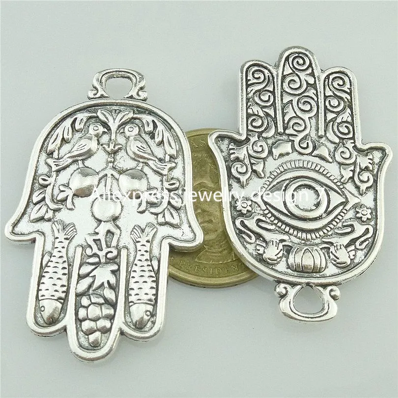 16298*5PCS Faith Hand Of Fatima Hamsa Hand Eye Bird Fish Toem Pendant Religious