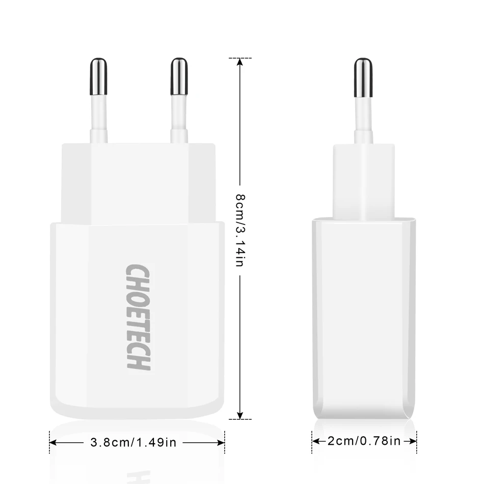 CHOETECH, 5 В, 2 А, одиночное/двухпортовое USB настенное зарядное устройство, универсальное зарядное устройство для samsung Galaxy S8/S7/S6