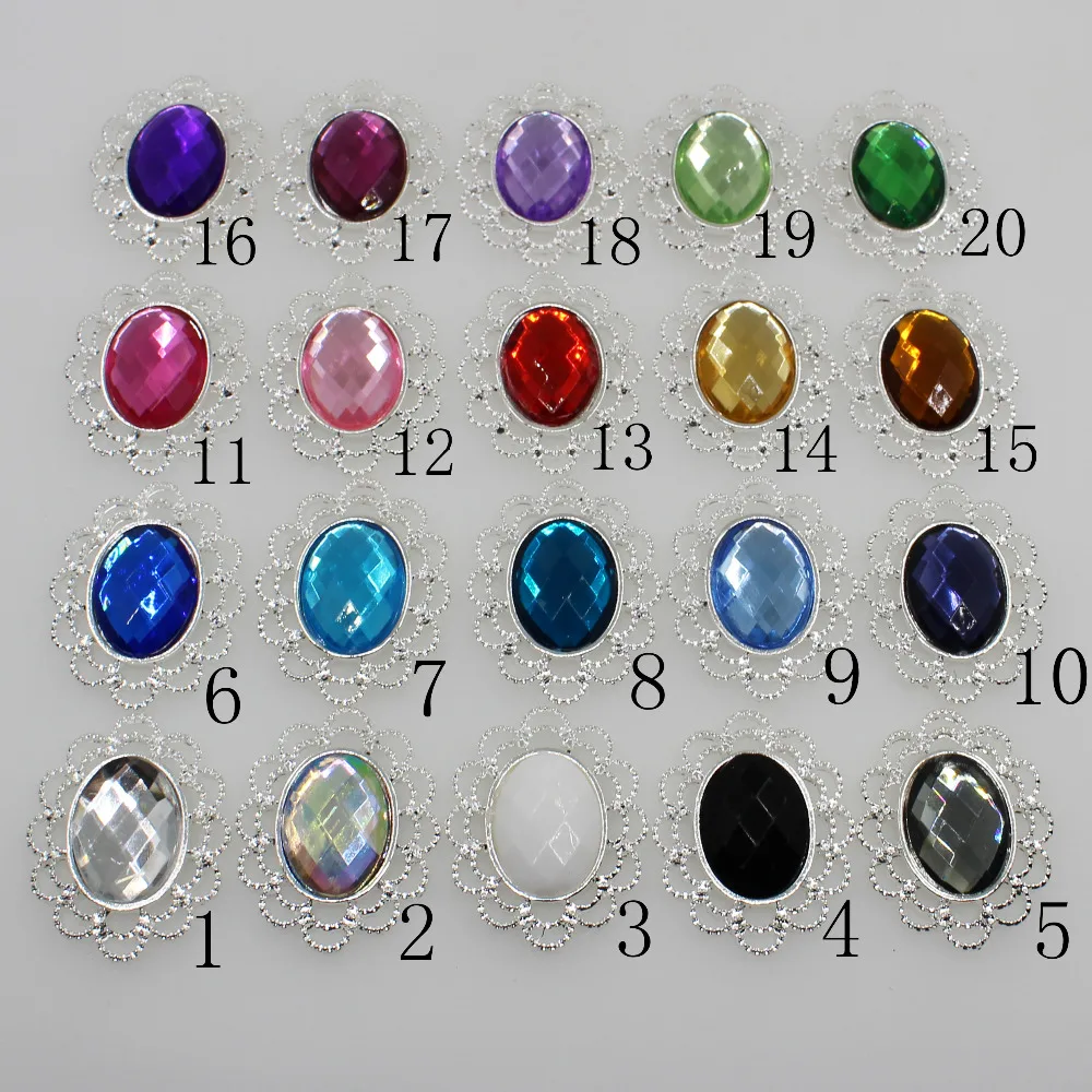 

New 10pc 25*32mm oval colorful resin Button alloy metal Wedding invitations decorate hair flower center scrapbooking