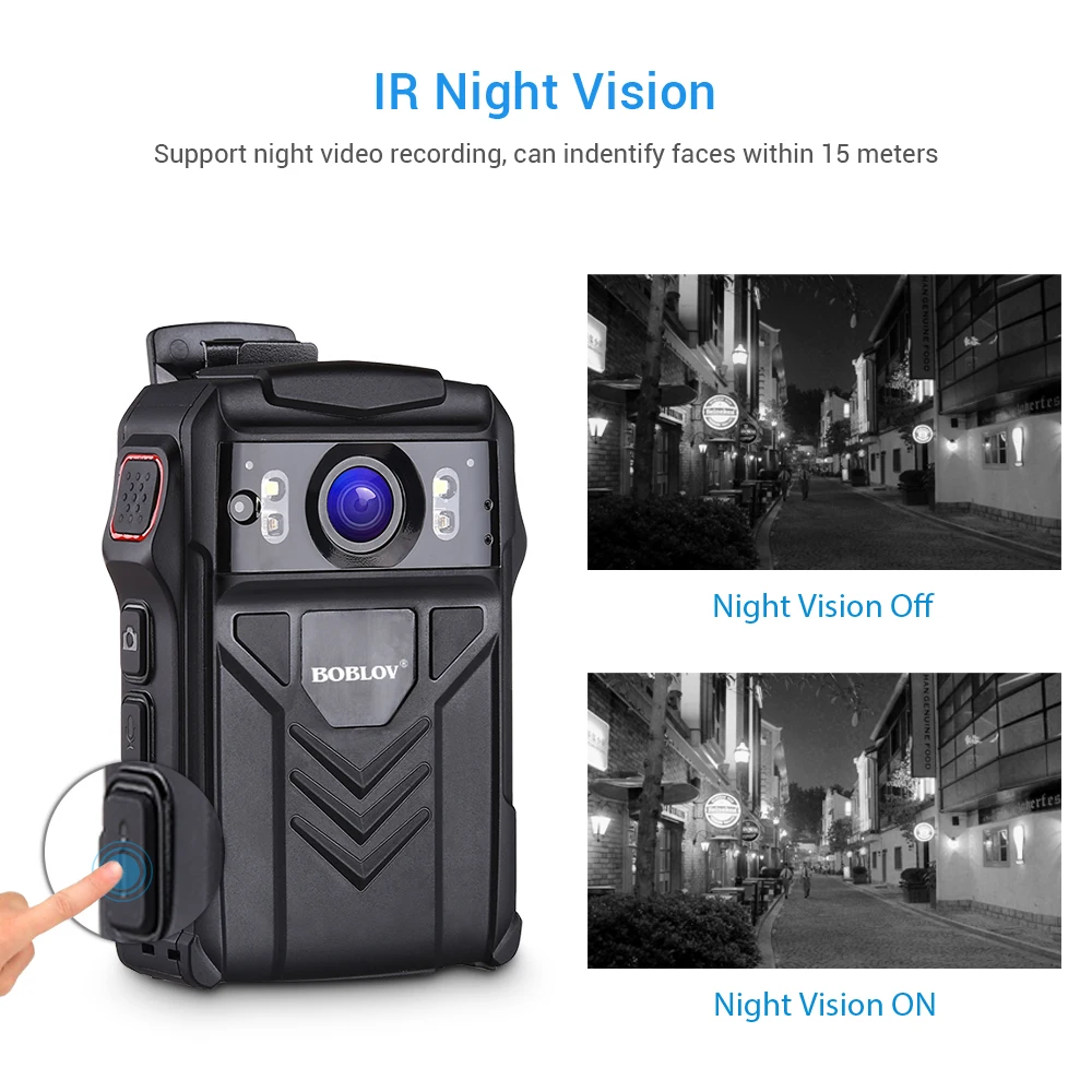 

Boblov 32GB Body Worn Camera HD 1296P Mini Police Wearable Cam GPS Prerecod DVR Security Personal Police Camera