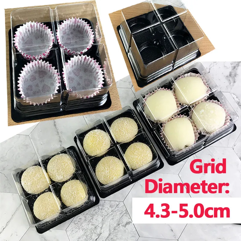 

20set Clear plastic 4 Cupcakes holder mini Cup mooncake Cake boxes bakery muffin packaging baking container cookie container