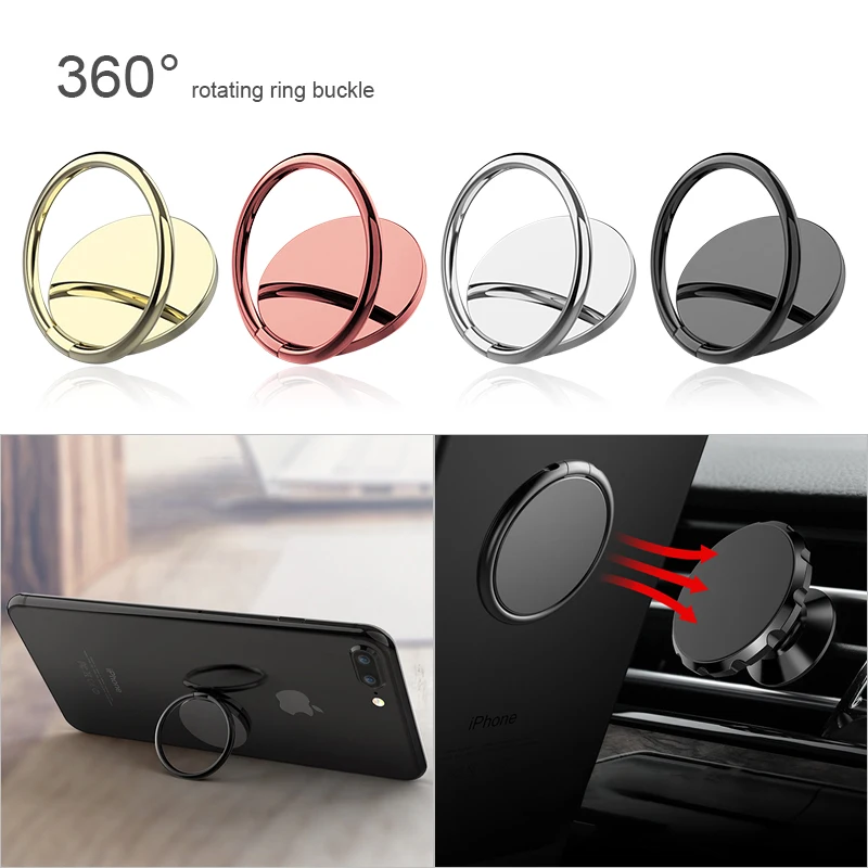 

1 PCS Mini Magnetic Finger Ring Phone Holder Universal Desk Metal Magnet Rotatable Sticker Round Mobile Stand Car Mount Support