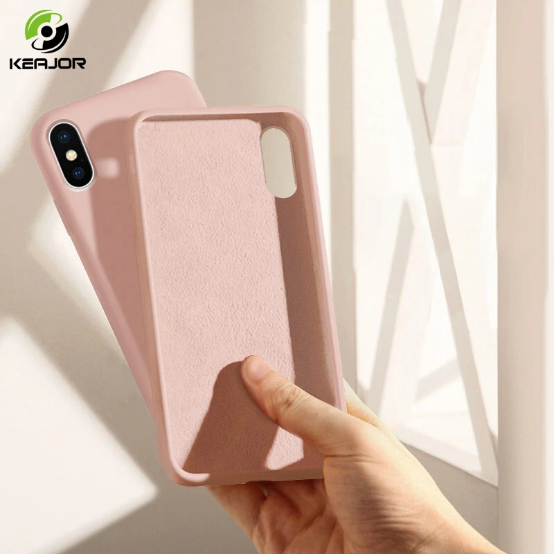Keajor Phone Case For Iphone X XS XR Soft Liquid Silicone Bumper Fundas Baby Skin Back Cover Apple Max |