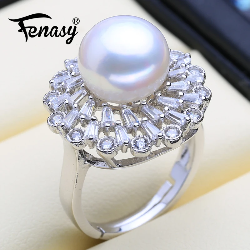 

FENASY New Freshwater Natural Pearl Rings For Women 925 Sterling Silver Big Size Party Wedding Engagement Fine Jewelry