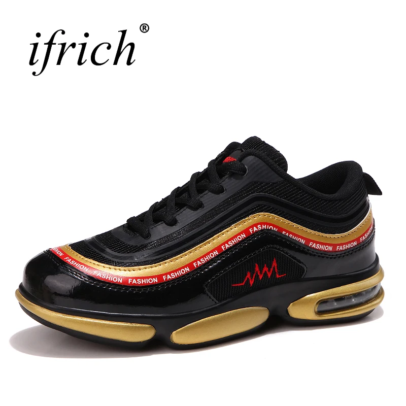 

Ifrich New Running Shoes for Men Air Cushion Black Silver Trail Running Sneakers Spring Summer Male Runners Footwear