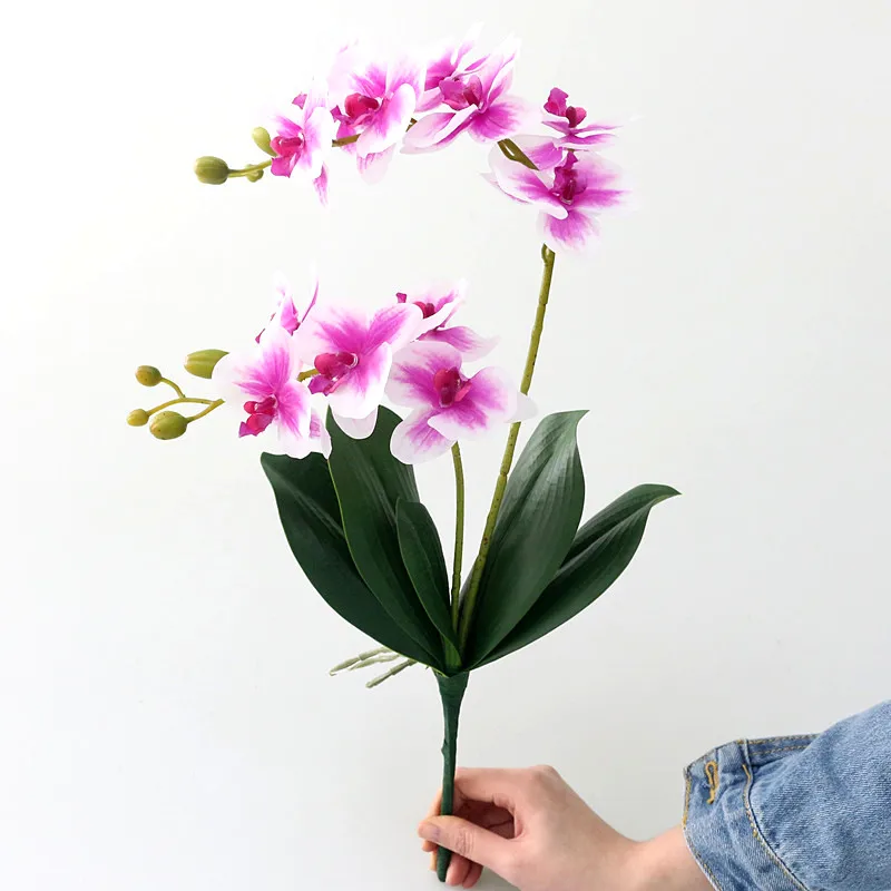 Flone Artificial With Leaves Butterfly Orchid Flower Real Touch Leaves Flowers Simualtion Plants Wedding Home Office Party Decor (5)